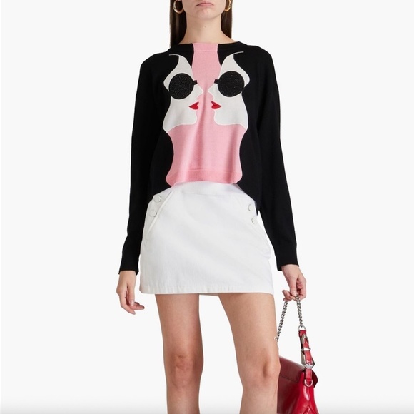 Alice + Olivia Sweaters - Alice and Olivia Gleeson Wool Lady Sweater in Pink